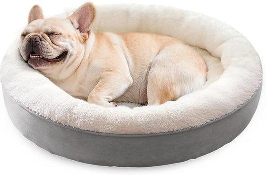 Love's cabin Round Donut Cat and Dog Cushion Bed, 30in Pet Bed for Medium or Large Dogs, Anti-Slip & Water-Resistant Bottom, Soft Durable Fabric Pet beds, Washable Calming Cat & Dog Bed Grey