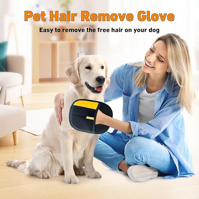 Pet Hair Removal Glove for Cats & Dogs,Upgrade Efficient Grooming Gloves for Pet Hair,Home Use Reusable Cat & Dog Hair Remover for Couch, Furniture, Carpet, Curtain(2pcs)
