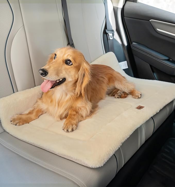 MADE 4 PETS Dog Crate Pad Bed for Medium Large Dogs, Washable & Reversible, Anti-Slip Kennel Mat for Cozy Sleeping, Soft Fluffy Dog Bed for Indoor & Outdoor Use, 35"x23", Beige