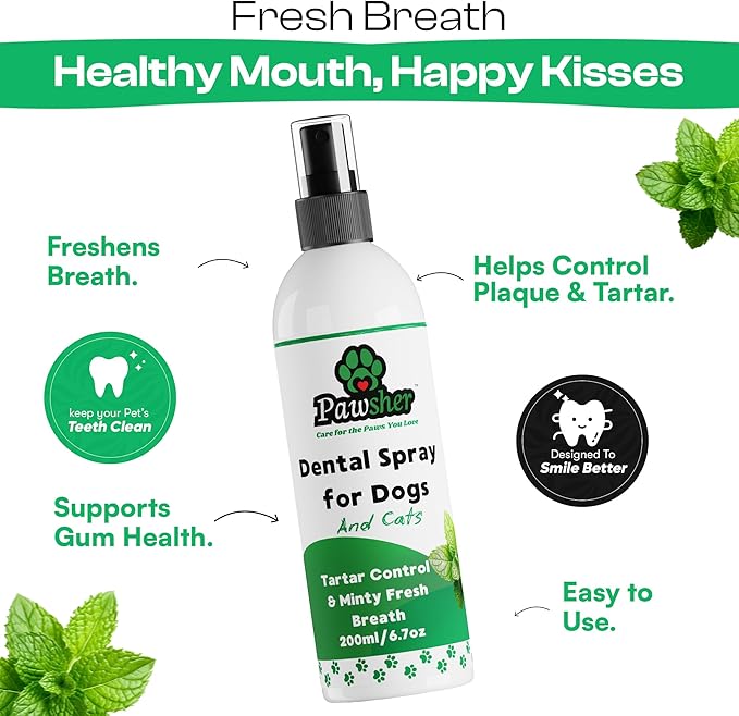 Dog Breath Freshener, Helps Promote Gum Health, Cats & Dogs Plaque and Tartar Remover, Instant Fresh Breath for Dogs & Cats, 6.7 oz