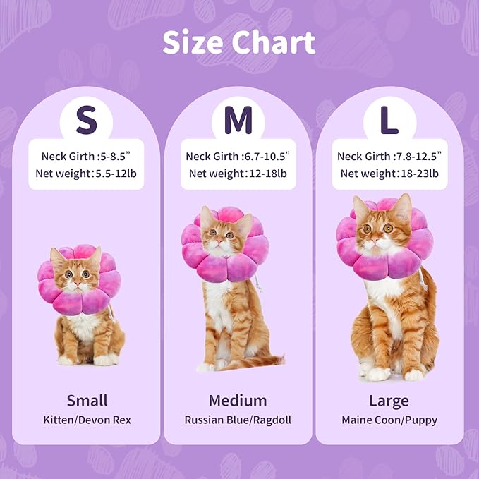 Dog Cat Surgical Recovery Cone, Pet Protective Collar, Soft Neck Cone to Stop Licking Wound for Cats & Kittens, Small Dogs After Surgery
