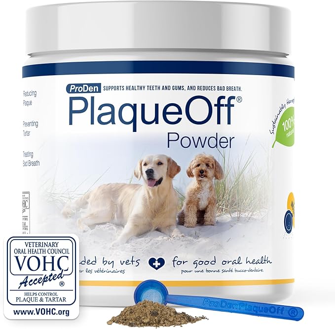 ProDen PlaqueOff Powder for Pets - Cat & Dog Breath Freshener - Plaque & Tartar Remover for Pet Oral Care - 420g