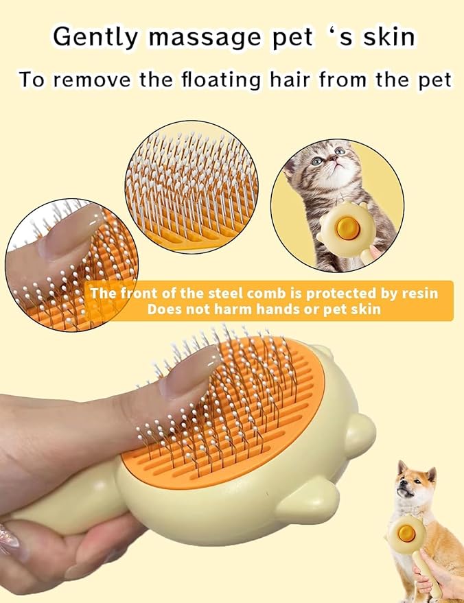 Pet Grooming Brush - Cat & Dog Fur Remover, Massage Brush for Long & Short Hair Pets, Removes Loose Fur & Hair (Green)