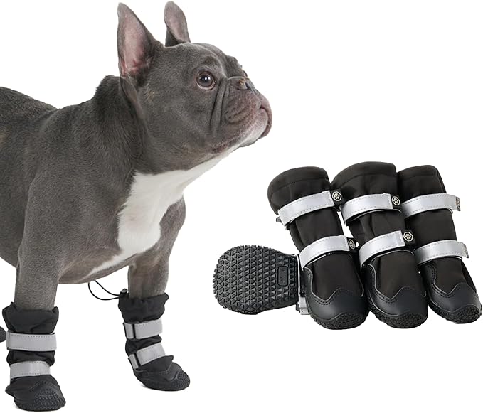 Spark Paws Dog Shoes, Waterproof Dog Boots for Medium to Large Dogs, Non Slip, Breathable Dog Booties and Paw Protectors - 4PCS Doggie Hiking Boots with Reflective Straps - Black - Size 2