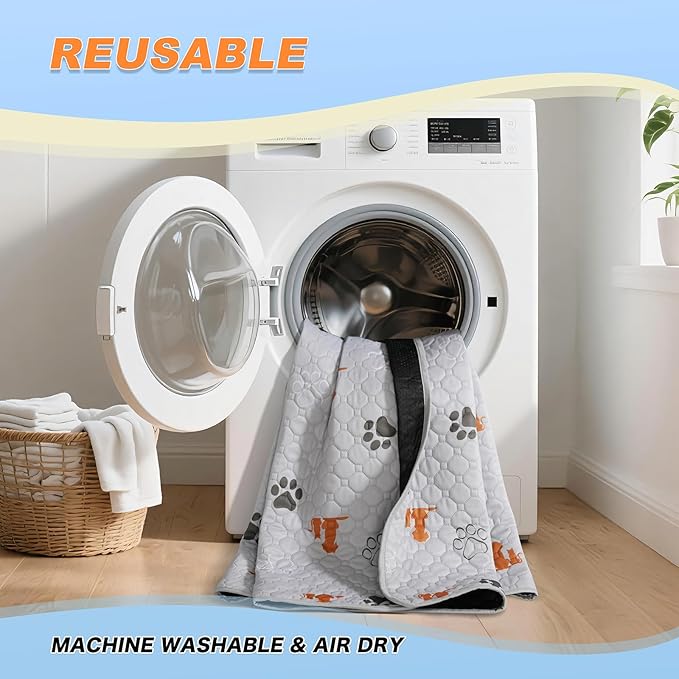 Washable Pee Pads for Dogs, 2 Pack Reusable Puppy Pads, Waterproof Pet Pee Pads for Dog Potty Training, Extra Large Dog Pee Pads for Crate, Playpen, and Whelping, Orange 24"x36"