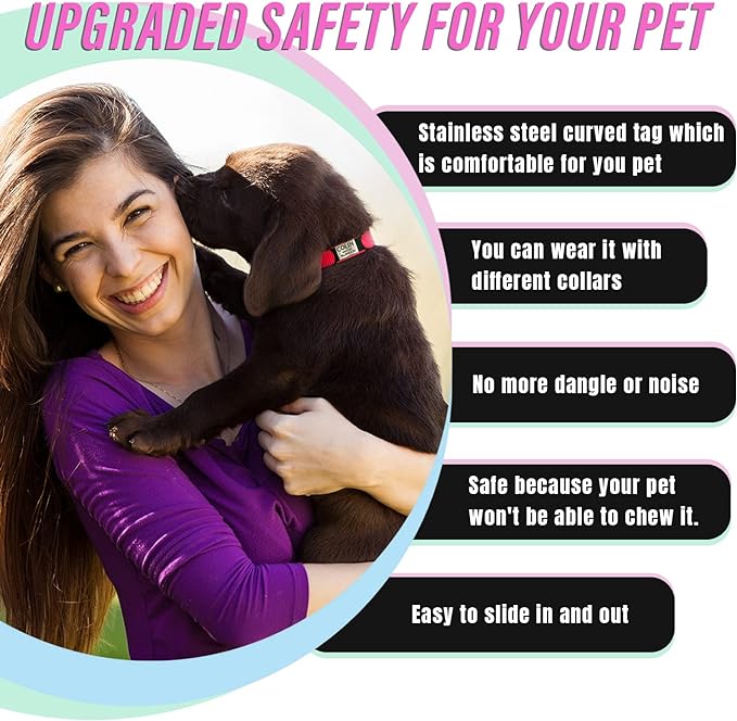 Personalized Dog ID - Engraved Dog Name Tag - Slide On Cat ID - Silent Customized Pet ID Tags for Small, Medium, Large Dogs & Cats