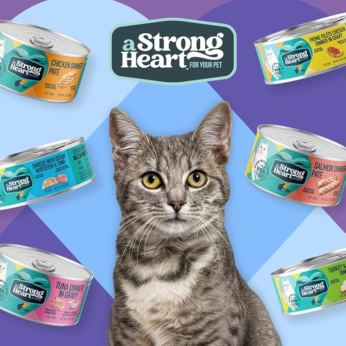 A Strong Heart Canned Wet Cat Food, Turkey & Giblets Dinner - 5.5 oz Cans (Pack of 24), Made in The USA with Real Turkey & Savory Giblets