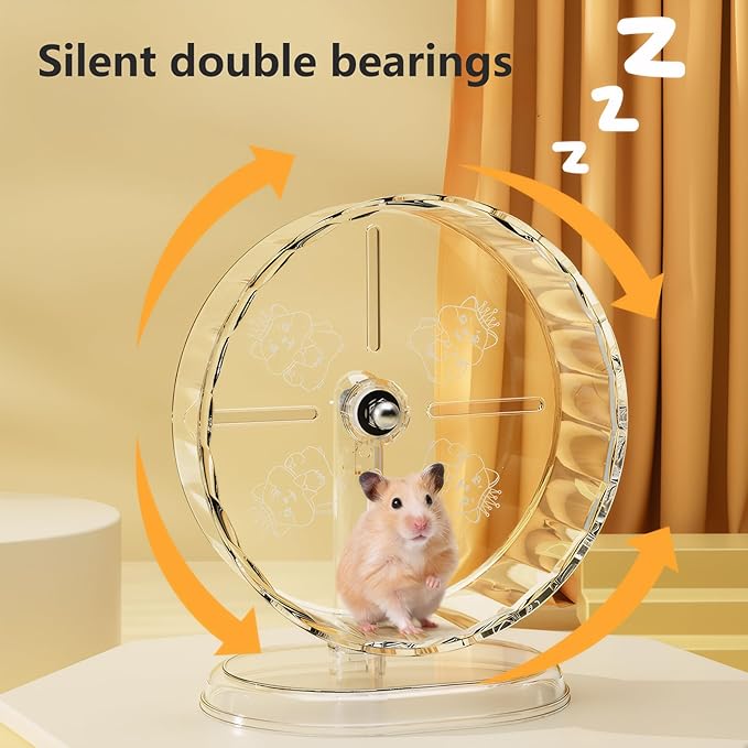 Silent Hamster Wheel – 8.3 Inch Syrian Hamster Running Wheel, Anti-Skid & Height Adjustable, Easy to Clean (8.3inch)