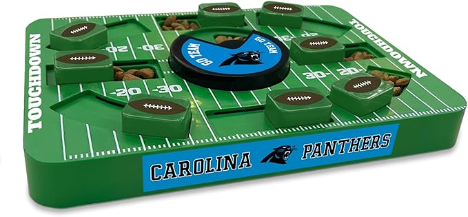Pets First NFL Carolina Panthers Large Puzzle Toy, Interactive Treat Dispenser, Slow Feeding Toy for Dogs