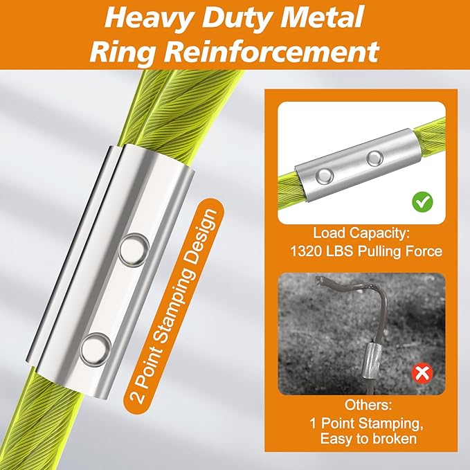 Tresbro 15 FT Dog Tie Out Cable with Spring, Shock Absorbing Tether Chains for Outside Aavilable in 10/15/20/25/30/40/50/70/100/120 FT, Heavy Duty Leads for Yard for Medium & Large Dogs Up to 500 LBS