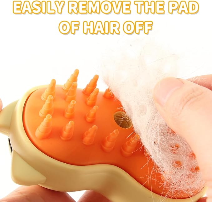 Rechargeable 3in1 Self-Cleaning Cat & Dog Deshedding Brush with 2 Gears for Long & Short Hair - Yellow