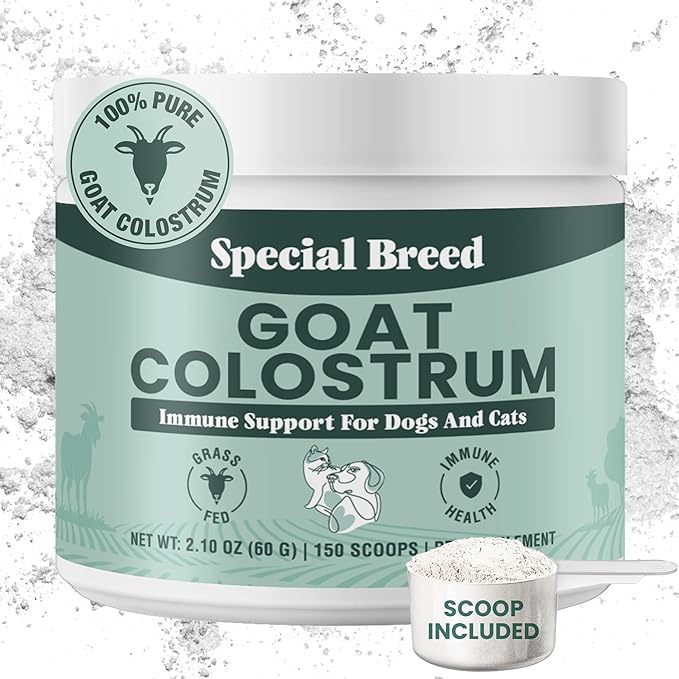 Special Breed Goat Colostrum for Dogs and Cats, Immune Support Supplement for Allergy and Itch Relief, Grass Fed Colostrum Powder (60 Grams)