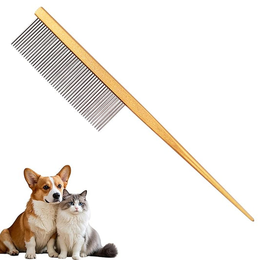 Grooming Pet Comb Rat Tail Dematting Cat and Dog Comb，Rounded Ends Design for Safe Tangle Removal, Hairstyling, Massage，Loose Hair Removal，Prevent Irritation，Fluffing Paws,Face,Tail,Remove Tear Stain