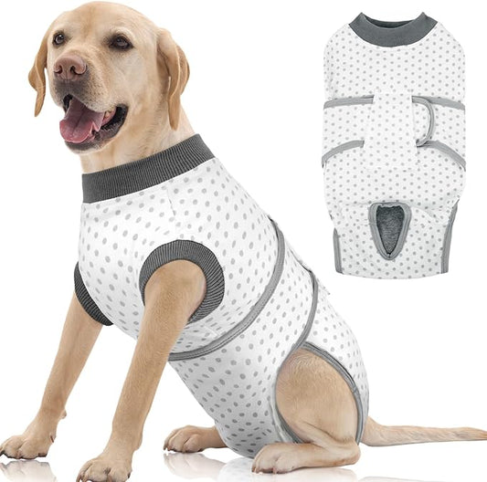 FUAMEY Dog Recovery Suit Male,Dogs Surgery Neuter Suits Puppy Spay Shirts for Female Protect Dog's Skin Anti Licking Abdominal Wounds Doggie Onesie Pet Bodysuit Alternative to Cone Polka Dot XXL