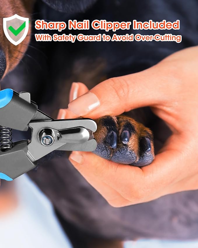 Super Powerful Dog Nail Trimmers, Dog Nail Clipper and Dog Nail Grinder Combo, Ultra Quiet, 3 Speeds, 4 Bright Lights, with Travel Lock, for Small, Meddium and Large Dogs, Cats, Small Animals