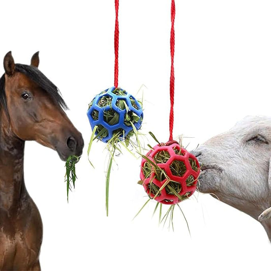 2 Pcs Hay Ball for Horses to Play with, Relieve Stress with This Bright Color Hay Feeder Ball for Horses Goat to Avoid Boredom