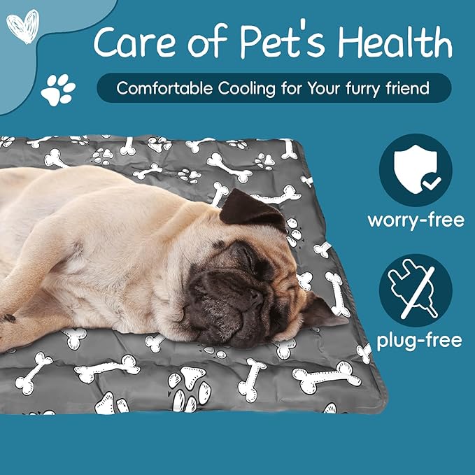 Cooling Pad for Large Dog,Instant Pet Cool Mat,Comfortable Cool Pet Mat for Cat.Portable Dog Bed for Summer. Suitable for Outdoor Summer Crate Pad.Long Time Cooling.Bone(Size-XL 23.6 * 35.4in)