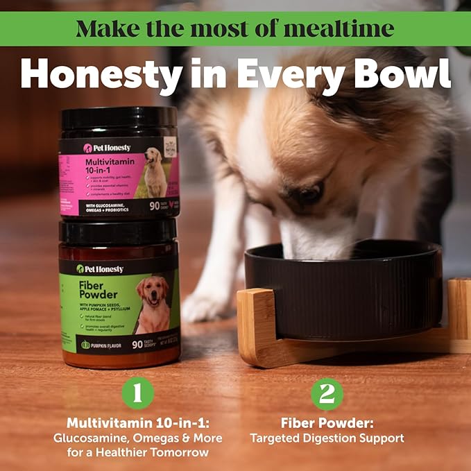 Pumpkin Fiber Powder Supplement for Dogs - All Natural Dog Probiotic with Psyllium Husk, Pumpkin Seeds and Apple Pectin for Healthy Digestion (90 Scoops)