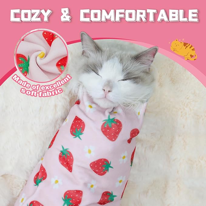 Supet Cat Grooming Wrap for Cutting Nails, 2025 Self-Adherent Cat Wrap, Anti-Escape Calming Cat Swaddle Wrap for Medicine, Nail Clipping, Teeth Brushing, Ear Cleaning