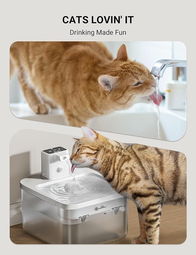 DownyPaws Battery Operated Cat Water Fountain, 84oz/2.5L Fursink Wireless Pet Water Fountain for Cats Inside, Automatic Dog Water Dispenser with Motion Sensor, Ultra Quiet Pump, BPA-Free, White