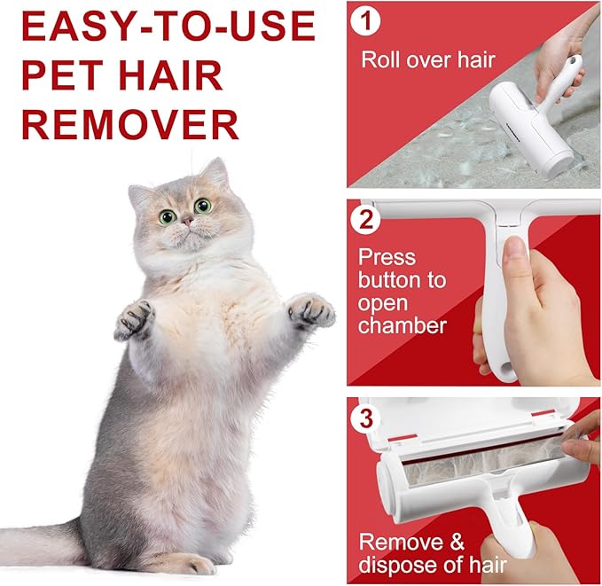 Pet Hair Removal Tool – Reusable Lint Roller for Dogs & Cats – Self-Cleaning Fur Remover Brush - Portable, Multi-Surface Fur Removal Tool - Pet Hair Removal Tool for Car & Home