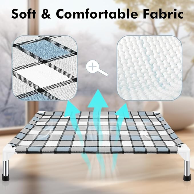 Elevated Outdoor Raised Dog Bed Outdoor Dogs Bed Lifted Pet Bed Dog Cot for Medium Pet Taste Life, Start with A Pet Bed 34'' x 26'' x 6.5''