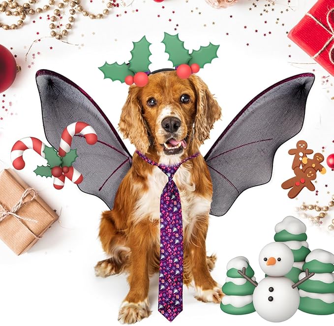 PET SHOW 10pcs Pack Christmas Big Dog Ties Neckties for Large Breed Dogs XL Adjustable Holiday Grooming Accessories Neck Ties Bowties Girl Boy Festival Costumes Photography Party Gift Favor