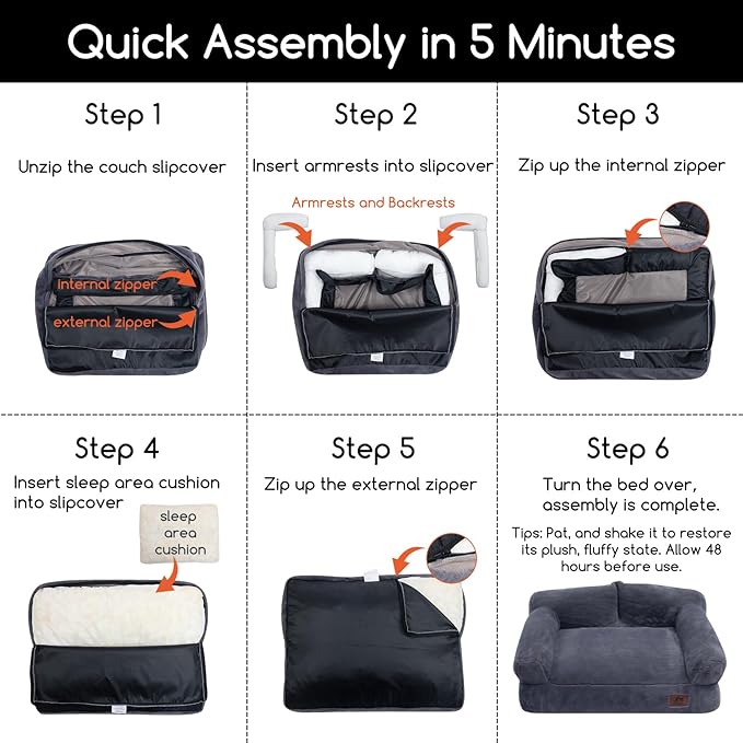 Hollypet Fluffy Plush Pet Cat Couch Sofa Soft Calming Pet Dog Sofa Beds for Medium Small Cats and Dogs, Light Purple