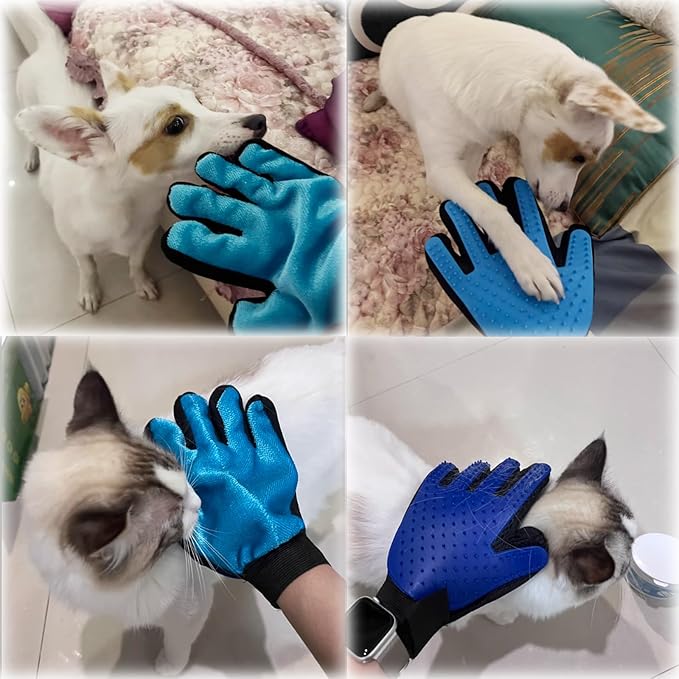 VCZONE 2 in 1 Cat Grooming Glove, Double-Sided Use Pet Hair Remover Glove, 1 Side is Gentle Grooming for Dogs, Cats, The Other is Effective Hair Remover for Furniture, Clothing (Pink, Right-Hand)
