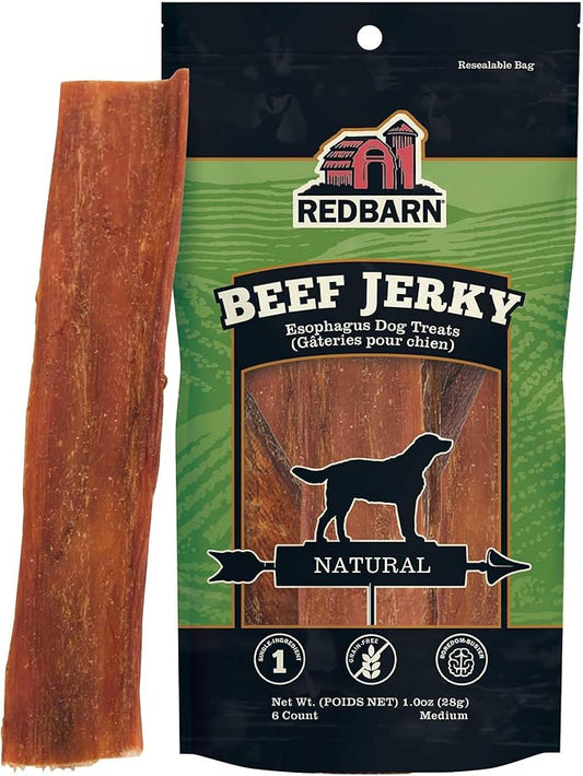 Redbarn Pet Products All-Natural Barky Bark Beef Jerky for Dogs - Medium 4-5" Strips - Premium Grain-Free & Rawhide-Free Treats w/Chondroitin & Glucosamine for Joint Health - 6 Count