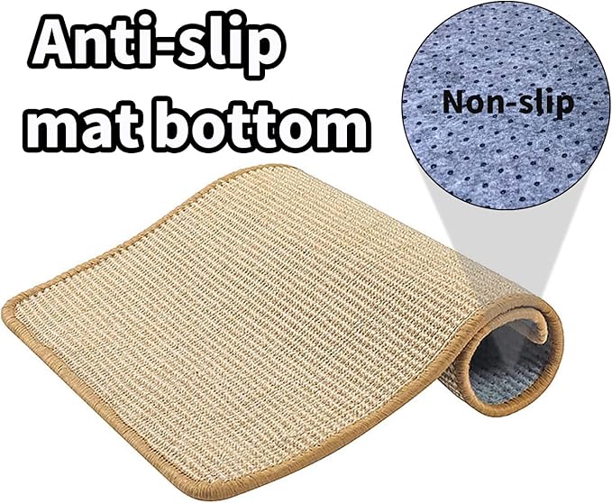 PODOO Bunny Scratch Pads, Sisal Rabbit Scratching Pad, Natural Rabbit Resting Mats for Cages, Forage Grass Mat Indoor Essentials Accessories for Guinea Pig Cat (4Pcs, 23.6 x 15.7 inches)
