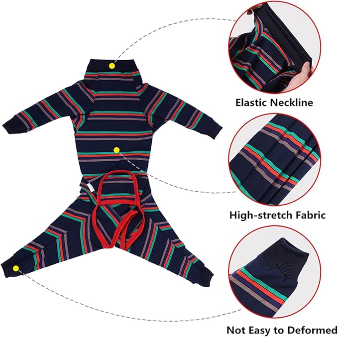 Dog Recovery Suit, Abdominal Wound After Surgery Wear, Prevent Licking Wounds, E-Collar & Cone Alternatives, Long Sleeve Postoperative Shirts Dog Pajamas Prevent Shedding(3XL, Blue)