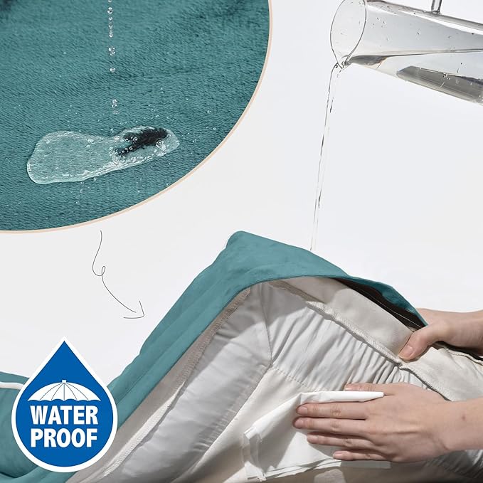 Comfort Expression Large Dog Beds Waterproof Orthopedic Foam Dog Sofa Beds Comfy Pet Bed with Washable Removable Cover & Non-Slip Bottom(Large,Washed Blue)