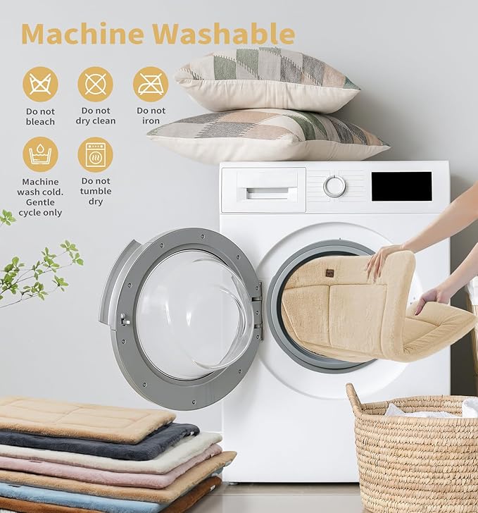 Made4Pets Dog Crate Pad Bed for Extra Large Dogs, Washable & Reversible, Anti-Slip Kennel Mat for Cozy Sleeping, Soft Fluffy Dog Bed for Indoor & Outdoor Use, 48"x30", Beige