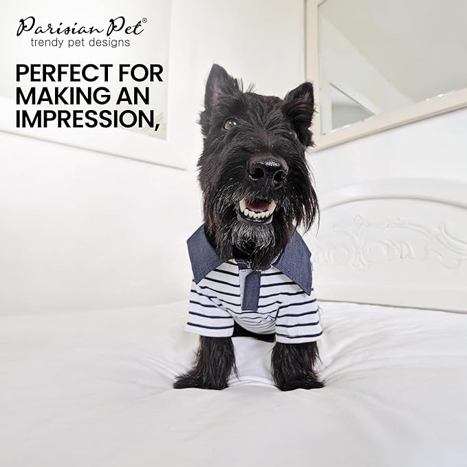 Parisian Pet Preppy Boy Polo Dog Shirt – Puppy Outfits – 100% Cotton Doggie Clothes – Cute Machine Washable Puppy Apparel - Dog Shirts for Large Dogs 2XL