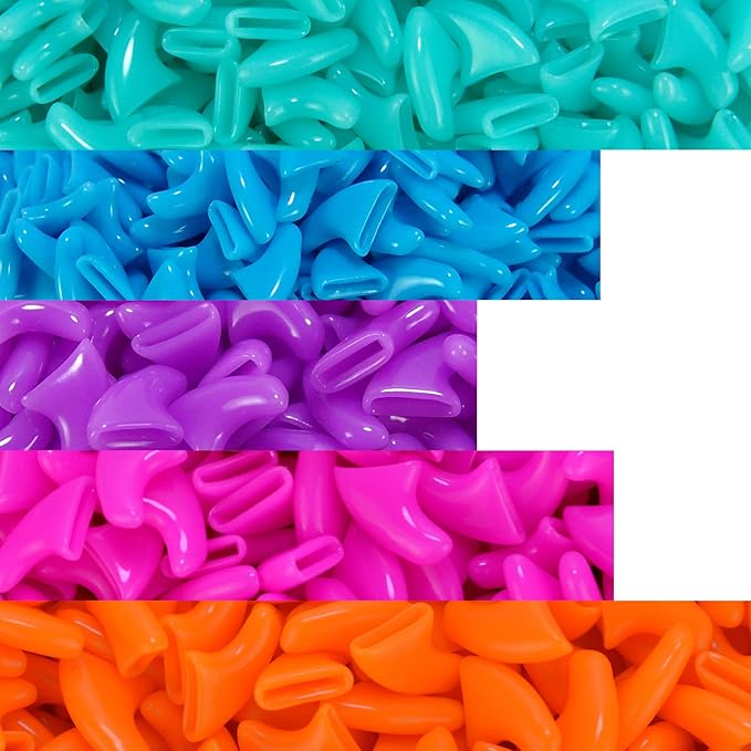 zetpo 100 pcs Cat Nail Caps | Cat Claw Covers | with Adhesives and Applicators (L, Turquoise, Sky Blue, Purple, Rose, Orange Peel)