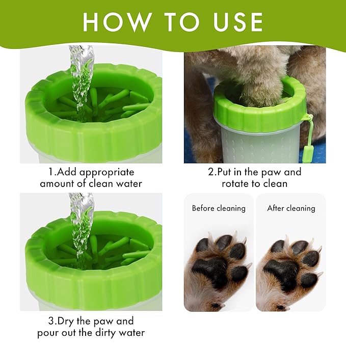 Pet Paw Cleaner Cup–Portable Dog Paw Washer with Soft Silicone Bristles–Easy to Use, Detachable, and Travel-Friendly (Blue)