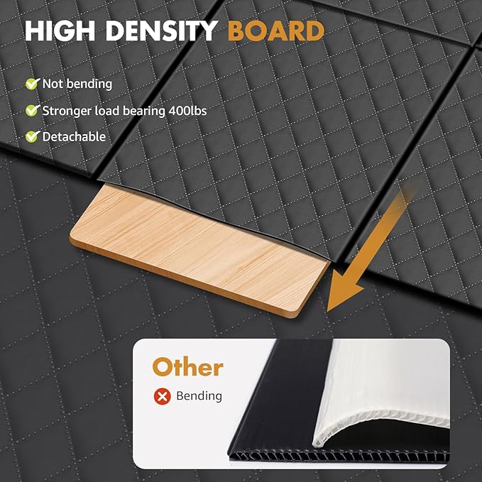 Dog Car Seat Cover for Back Seat, Dog Car Bed Cover with Hard Bottom, Backseat Extender Hammock for Mid-Sized Truck/SUV 8 Panels - Black