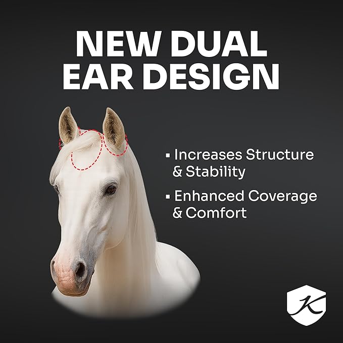 Kensington UV Horse Fly Mask with Web Trim - Protective Mask with Dual Ear Opening & Forelock Freedom - Medium, Lavender Mint