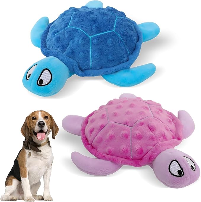 Adpartner Crinkle Dog Toys, 2 Pack Stuffed Turtle Dog Toys Squeaky Plush Dog Toy to Keep Them Busy, Interactive Dog Squeaky Toys for Small to Medium Dogs Teething Training Reduce Boredom