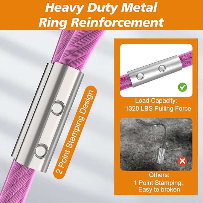 Tresbro 10 FT Dog Tie Out Cable with Spring, Shock Absorbing Tether Chains for Outside Aavilable in 10/15/20/25/30/40/50/70/100/120 FT, Heavy Duty Leads for Yard for Medium & Large Dogs Up to 500 LBS