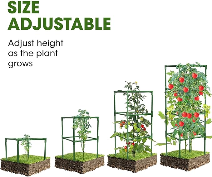 6 Pack Tomato Cages, 41.7" H Square Tomato Plant Stakes Support Cages Trellis for Garden Climbing Vegetables Flowers Fruits,Extra Bold