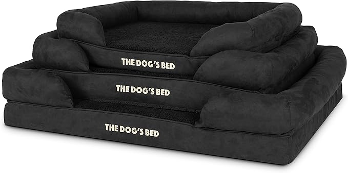 The Dog’s Bed, Large Black Faux PL 36x27, Memory Foam, Pain Relief: Arthritis, Hip & Elbow Dysplasia, Post Surgery, Lameness, Supportive, Calming, Waterproof Washable Cover, Veterinary Approved