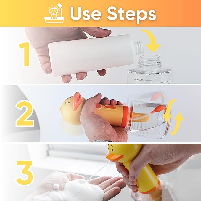 Electric Dog Shampoo Dispenser Dog Shampoo Sprayer Duck Shampoo Foamer for Pet, Foaming Soap Dispenser for Bathtub, Kitchen Sink Cleaning