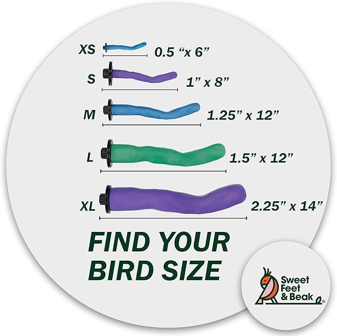 Sweet Feet & Beak Safety Pumice Bird Perch, Medium 1-1/4" X 12", Blue - Lightweight Grinding Bird Perches for Cage - Bird Nail Trimming Perch for Healthy Beak & Feet - Multi-Size & Color Parrot Stand