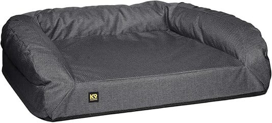 K9 Ballistics Tough Bolster Orthopedic Sofa Dog Bed with Removable Washable Cover - Durable, Water Resistant with Nonskid Bottom - XX-Large, Titanium Premium Finish