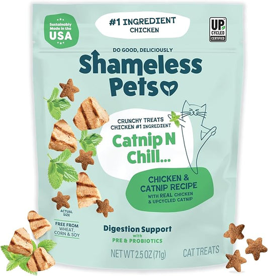 Shameless Pets Digestive Health Catnip Chicken Crunchy Cat Treats