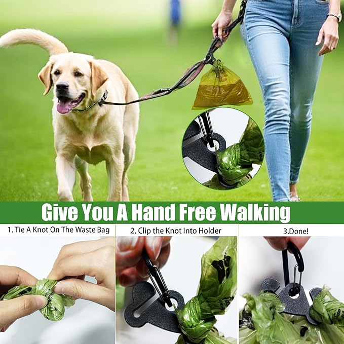Dog Waste Bag Dispenser Poop Bag Dispenser for Leash Accessory dog Poop Bag Holders Fits Dog Leash Include Hand Free Holder, Clear, No-PUXYB