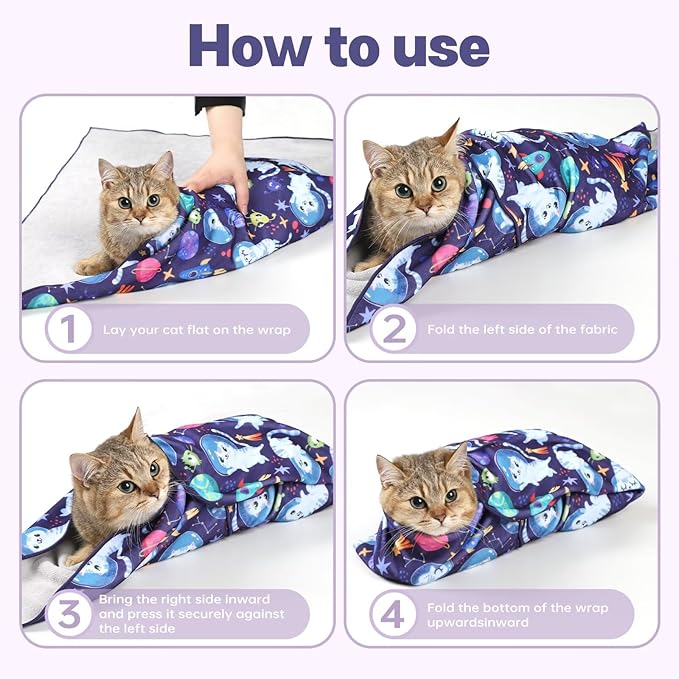 Paw Legend 21.7" Cat Wrap for Grooming Cat Wrap for Cutting Nails Cat Restraint for Nail Clipping Self Adhesive Blanket Restraint Cloth for Cats