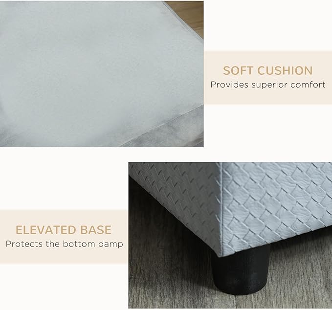 PawHut Luxury Fancy Dog Couch with Hidden Storage, Small Dog Sofa Bed with 2" Soft Foam, Modern Pet Furniture for Puppies & Little Breeds, Pale Gray